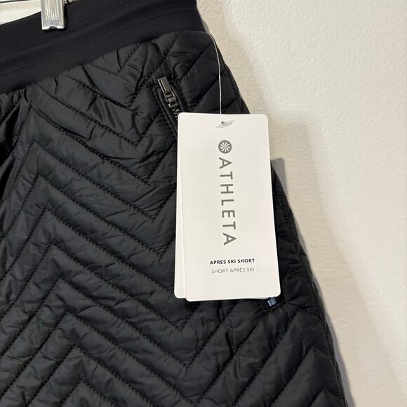 ATHLETA Apres Quilted DOWN Ski Hiking Shorts Zip Pockets Size 16 Black NWT - Picture 8 of 8